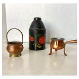 Group of Antique and Vintage Copper and Tole Vessels