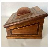 Antique Inlaid Sewing Box With Pincushion Top