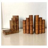 Vintage Pair Wooden "Books" Bookends + Single Marble Version