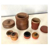 Vintage Group of Turned Wooden Vessels / Containers