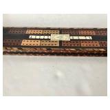 Antique Wood and Bone Ivory Inlaid Cribbage Board