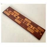 Antique "Folky" Inlaid Cribbage Board