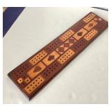 Antique "Folky" Inlaid Cribbage Board