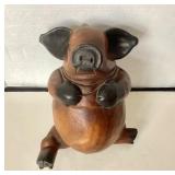 Contemporary Carved Wooden Pig Towelholder