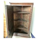 Antique Heavily Carved Oak Corner Cabinet