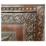 Antique Heavily Carved Oak Corner Cabinet