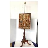 Antique European Needlepoint Fireplace Pole Screen