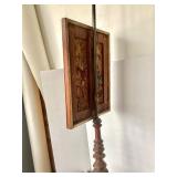 Antique European Needlepoint Fireplace Pole Screen