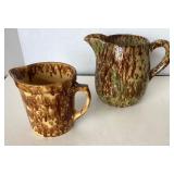 Pair of Antique Spatterware Pitchers