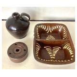 Trio of Assorted Antique Redware