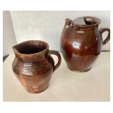 Pair of Antique Rockingham Pitchers