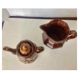 Pair of Antique Rockingham Glazed Items