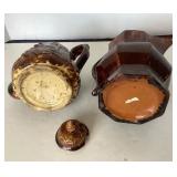 Pair of Antique Rockingham Glazed Items