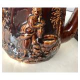 Pair of Antique Rockingham Glazed Items