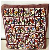 Vintage Embroidered Birds Pillow