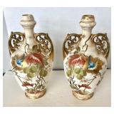 Antique Pair Royal Bonn Painted & Gilded Urns