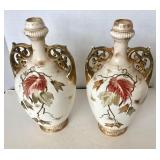 Antique Pair Royal Bonn Painted & Gilded Urns