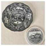 Antique Black & White Transferware Pair