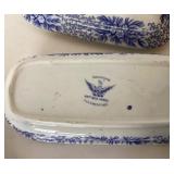 Antique Porcelain Match Safe + Ironstone Butter Dish