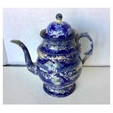 Grand ! Historical Blue Staffordshire Coffee Pot