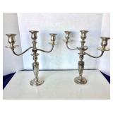 Pair of Sterling Silver 3 Light Candelabra
