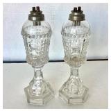Pair of Antique EAPG Whale Oil Lamps