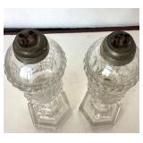 Pair of Antique EAPG Whale Oil Lamps