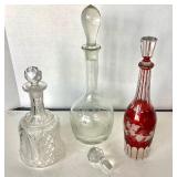 Trio of Vintage Glass Decanters
