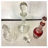 Trio of Vintage Glass Decanters