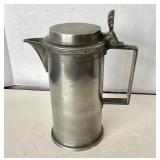 Lidded Antique Pewter Double Litre Measure