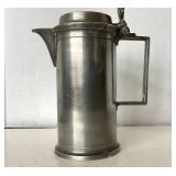 Lidded Antique Pewter Double Litre Measure