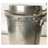 Lidded Antique Pewter Double Litre Measure