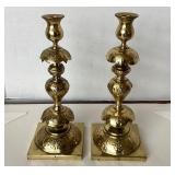 Pair Antique Russian Shabbat Brass Candlesticks #1