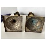 Pair Antique Russian Shabbat Brass Candlesticks #1