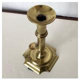 Antique Queen Anne Brass Pushup Candlestick
