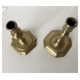 Pair of Antique Queen Anne Brass Candlesticks