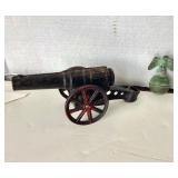 Vintage Painted Brass  Miniature Cannon + Copper Eagle Finial