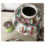 Modern Famille Rose Ginger Jar + Pair of Imari Ware Porcelain Plates