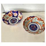 Pair of Antique Scalloped Imari Bowls