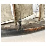 Outstanding Antique Folk Art Scratch Made Gaff Rig Schooner