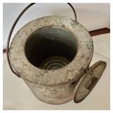 Antique Candle Warmed Ice Fishing Minnow Bucket + Floating and Clamp Creels