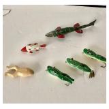 Group of Vintage Hand Crafted Fishing Decoys and Frog Lures