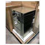 MIRROR NIGHTSTAND, CRACKED CORNER, NEW