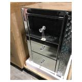 MIRROR NIGHTSTAND, CRACKED CORNER, NEW