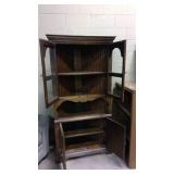 Antique Solid Wood and Glass Cabinet