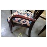 Dark wood Dining Table wtih 4 wood and upholstered chairs