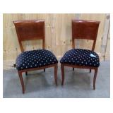 Pair of Solid Cherry wood upholstered dining chairs