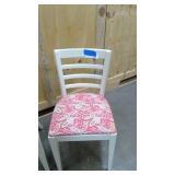 Vintage set of 3 white wood and upholstered chairs
