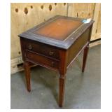 Antique Mahogany Side table with Tooled Leather Top