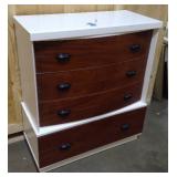 Harmony House Two Toned white and wood refurbished vintage chest of drawer